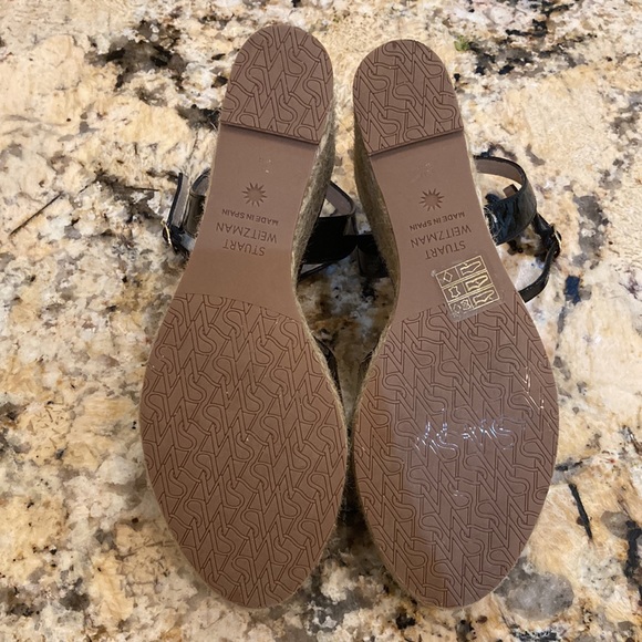 Stuart Weitzman Rosemarie Patent Leather Platform Espadrille Wedge Sandals - Picture 4 of 7